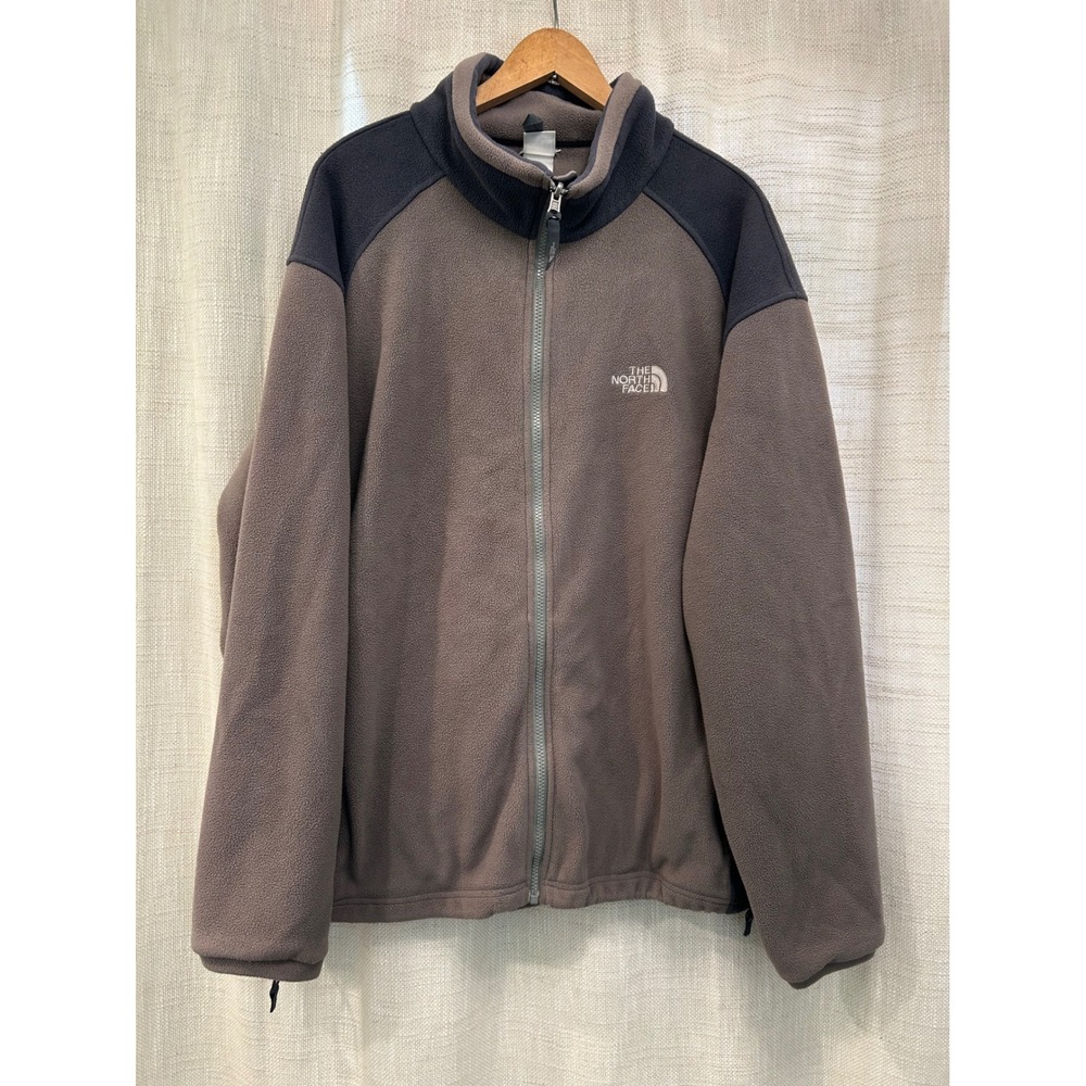 The North Face Mens XL Full Zip Fleece Jacket Coat Greige Color